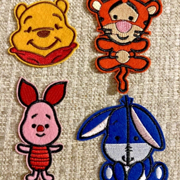 8 Winnie The Pooh Tigger Eeyore & Piglet Embroidered Iron On Patch 2 Set of 4
