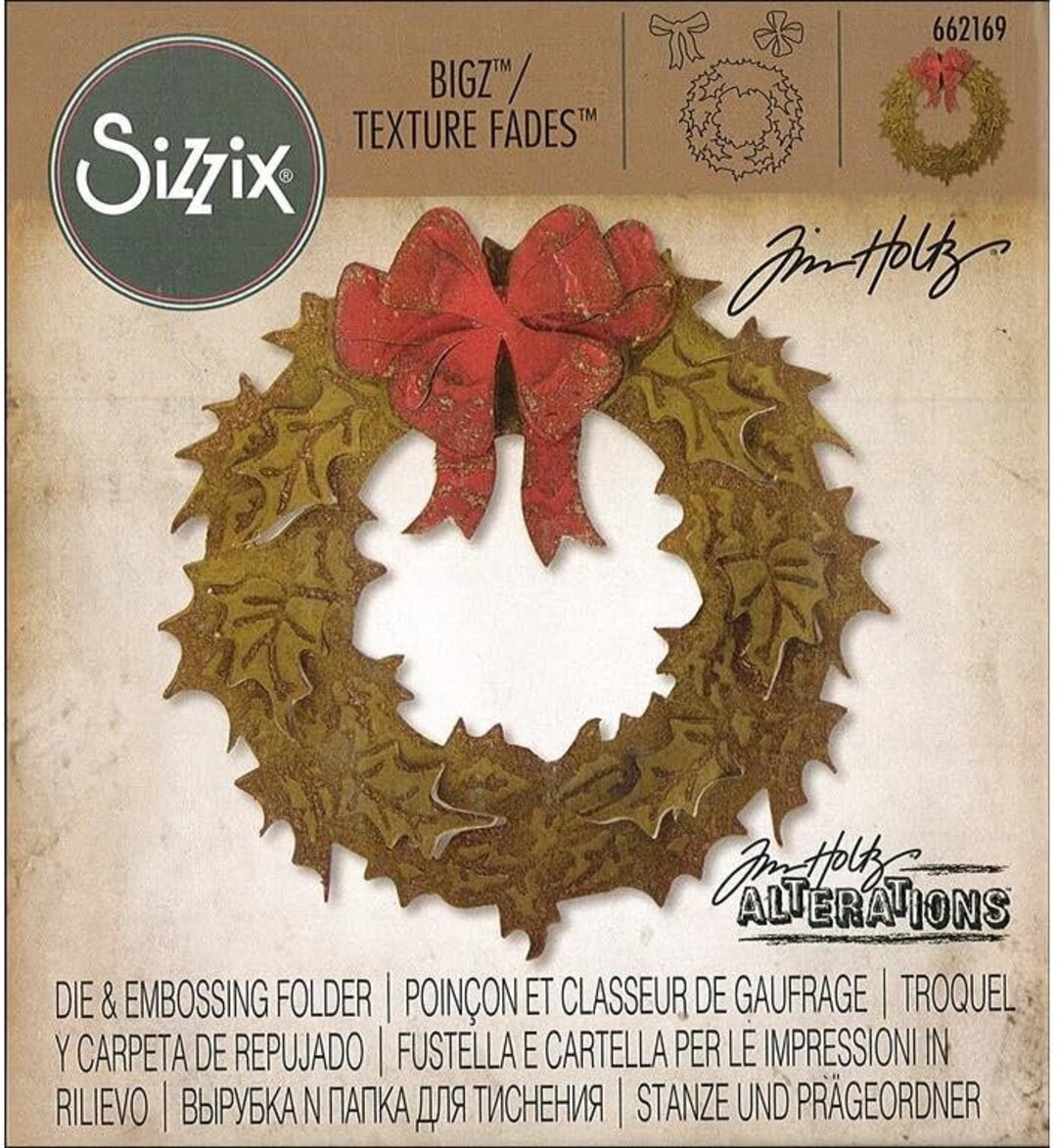 Sizzix Tim Holtz Bigz Die With Texture Fades, Layered Holiday Wreath ...