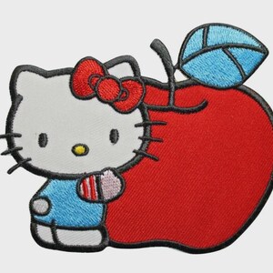 HELLO KITTY APPLE Embroidered Iron-on Patch 4"