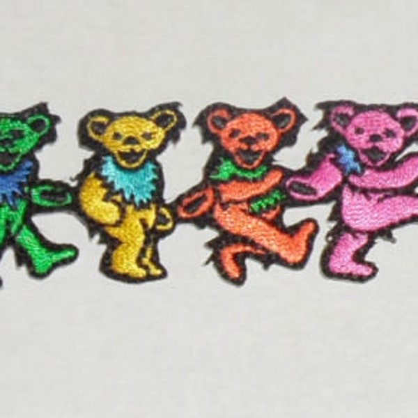Grateful Dead Dancing Bears Strip Embroidered iron on Patch 3"