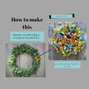 Digital download, wreath making, evergreen wreath base, deco mesh wreath, mesh wreath, front door wreath, Summer wreath, Spring wreath