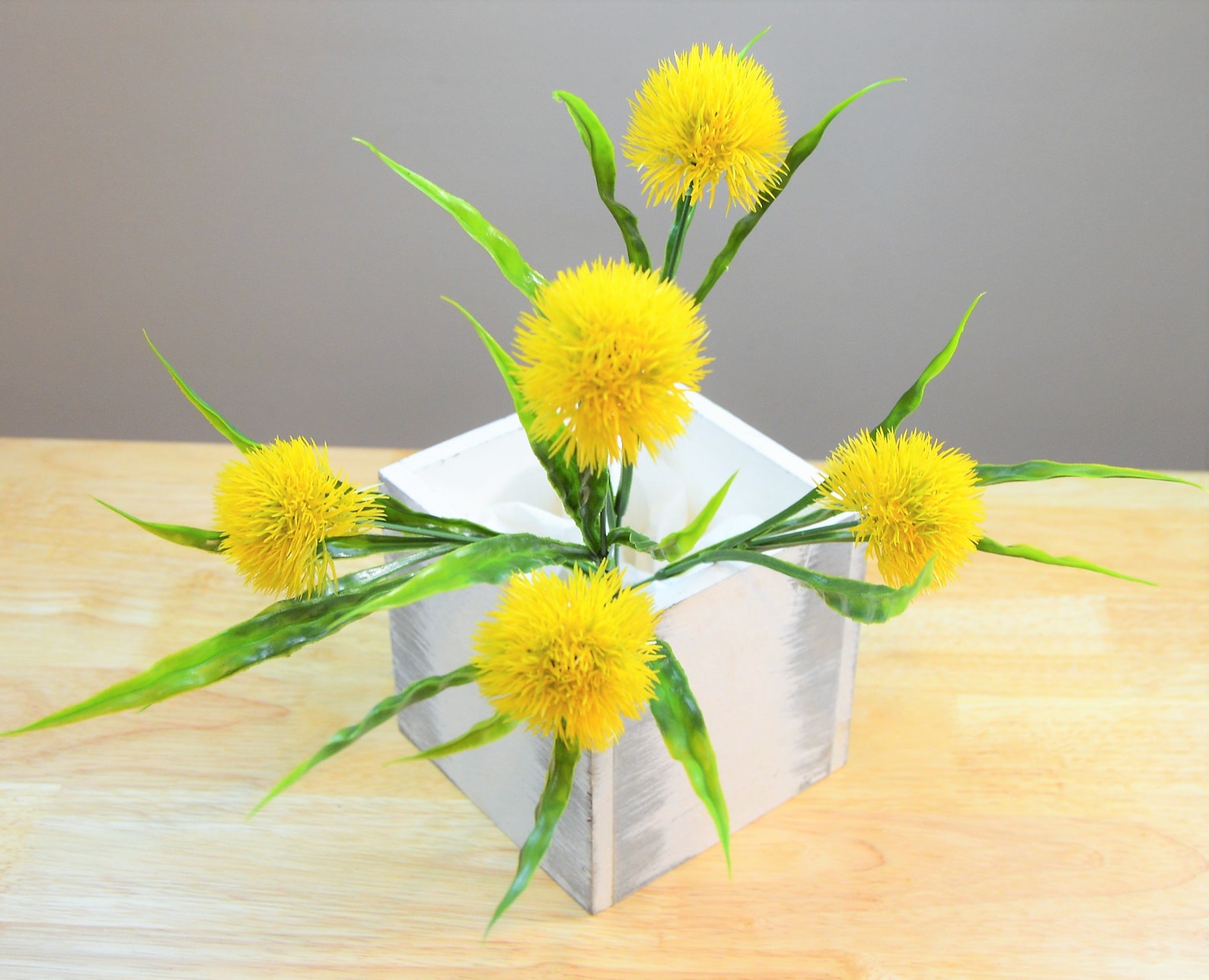 Artificial Yellow Pom Pom Bush Yellow Silk Filler Flower Etsy