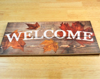 12" Fall leave wooden sign, wreathsbyva
