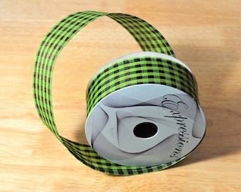 Saint Patrick ribbon, woven gingham ribbon, St. Patty's Day, Lucky Irish, shamrock, all occasion ribbon, wreathsbyVA