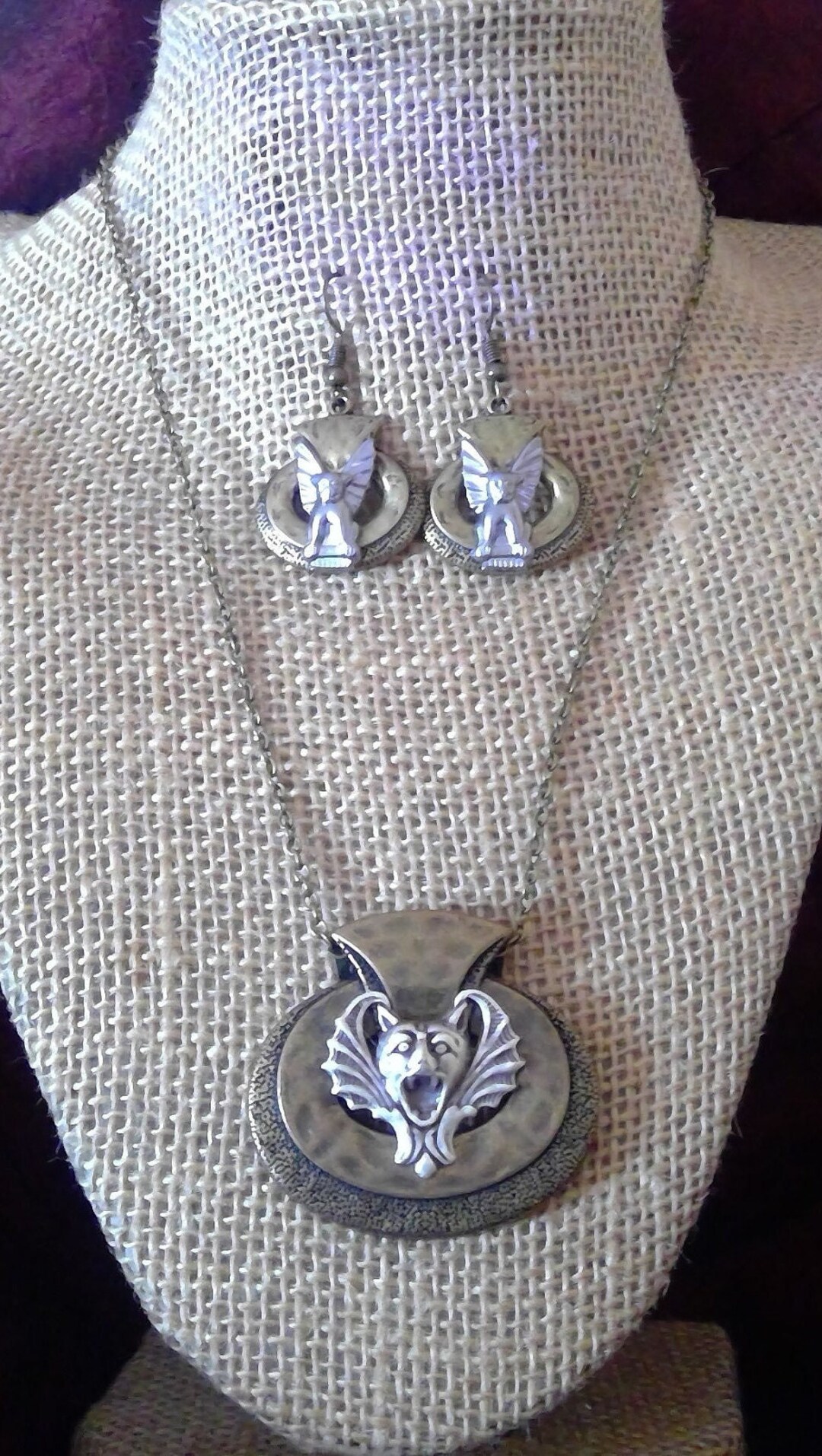 Deco Gargoyles Bold Pewter Gargoyles / Vampire Bats on Art Etsy