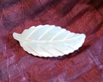 Leaf Pearl: Vintage 1920s Carved Iridescent Mother-of-Pearl Leaf and Simple Pin Setting