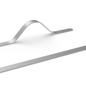 May include: Two silver metal nose wire pieces for making face masks. One piece is straight and the other is curved.