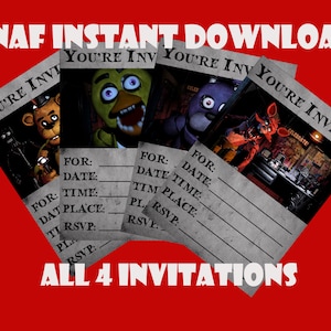 Five Nights at Freddy&#39;s Four Pack Party Invitation Instant Download
