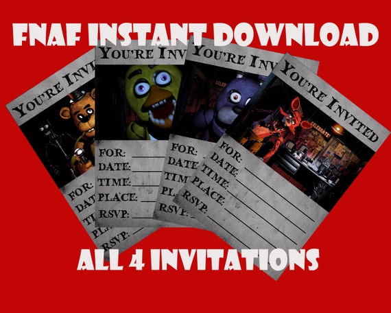 Five Nights at Freddy's Party Pack PLUS Invitation INSTANT DOWNLOAD  Printable