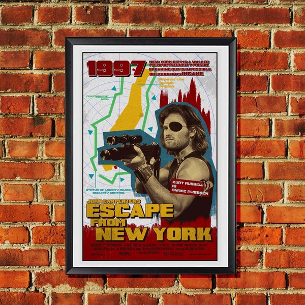 Escape from New York Grindhouse Style Poster Original Art Print 11x17 inches
