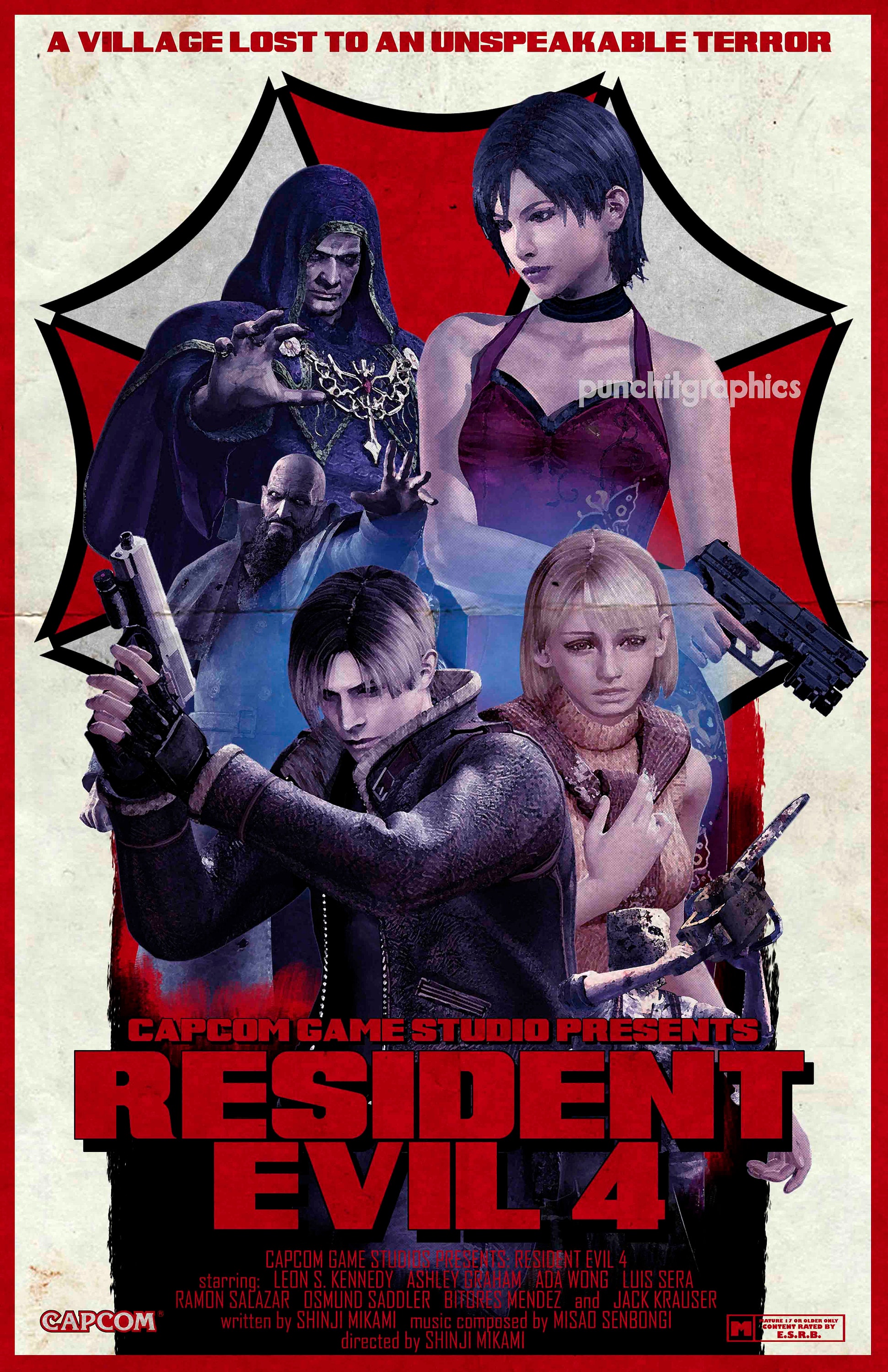 Resident evil movie poster with ada and chainsaw