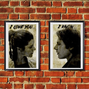 Han Solo Princess Leia “I Love You, I Know” Artwork 2 Pack 11x17 inches Poster Prints