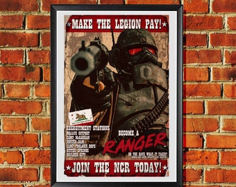 New California Republic NCR &quot;Make the Legion Pay!&quot; DISTRESSED Propaganda Print 11x17 inches