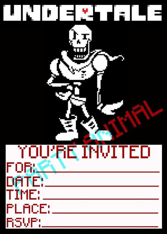 Undertale Birthday Invitations Papyrus Digital (Download Now) 