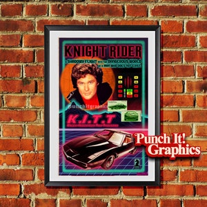 Knight Rider KITT Michael Knight Retro 80&#39;s  Style Original Artwork 11x17 inches Poster Print
