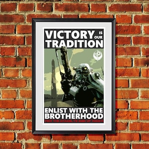 Brotherhood Of Steel &quot;Victory is our Tradition&quot; Print  3 4 New Vegas 11x17 inches