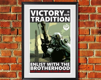 Brotherhood Of Steel &quot;Victory is our Tradition&quot; Print  3 4 New Vegas 11x17 inches