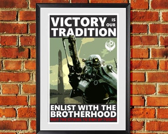 Brotherhood Of Steel "Victory is our Tradition" Print  3 4 New Vegas 11x17 inches