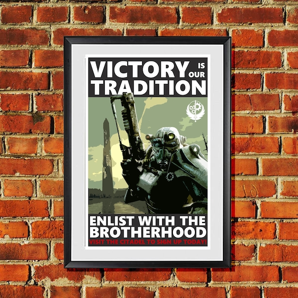 Brotherhood Of Steel "Victory is our Tradition" Print  3 4 New Vegas 11x17 inches