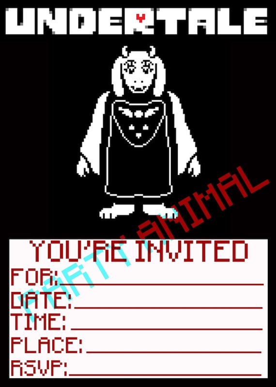 Undertale Birthday Invitations Toriel Digital Download 5x7 