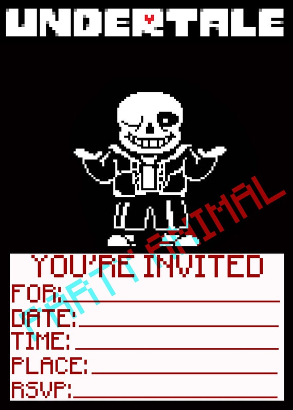 Undertale Birthday Invitations Toriel Digital Download 5x7 