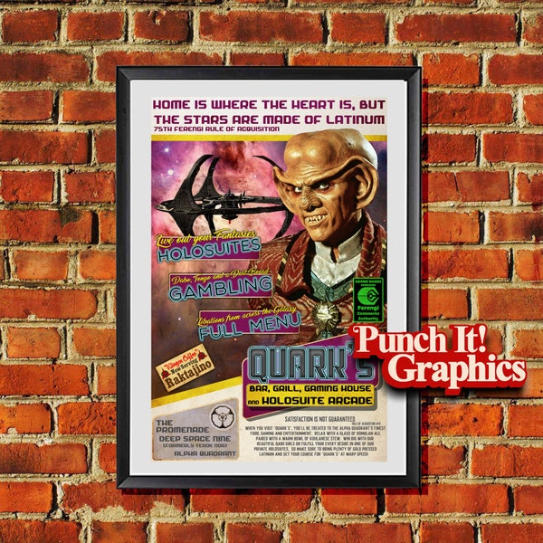 Deep Space Nine Quark's Bar Advertisement Artwork Poster/Print Original Artwork 11x17 or 13x19 inch sizes