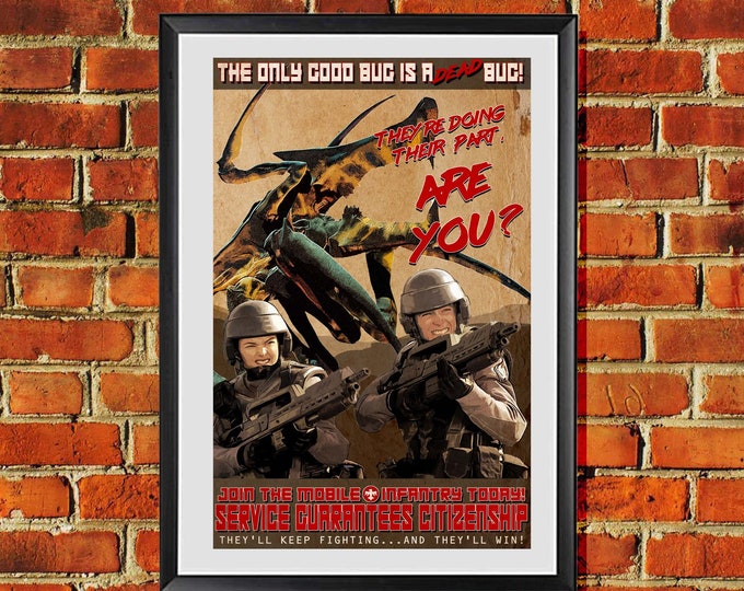 Starship Troopers oeuvre d'art originale affiche de propagande impression d'art 27,4 x 37,8 cm Dead Bug