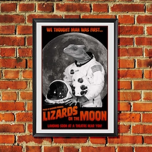 Lizards on the Moon B-Movie Spoof Retro Style Original Artwork Poster Art Print 11x17 inches