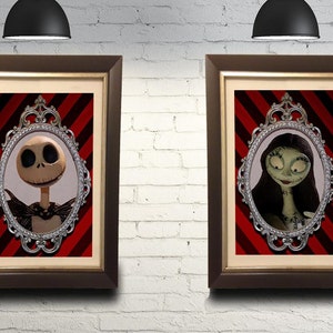 The Nightmare Befoe Christmas 2 print set 11x17 inch Jack Skellington and Sally