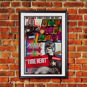Avengers Endgame “Time Heist” Captain America Iron Man retro Style Original Artwork 11x17 inches Poster Print