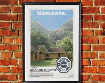 LOST DHARMA Initiative ABC tv show Poster 70&#39;s  Style Original Artwork 11x17 inches Poster Print