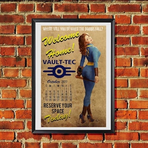 October 2077 Vault Tec Pin Up Style Original Artwork 11x17 inches Poster Print