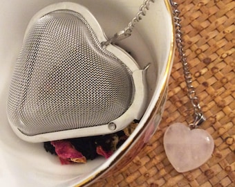 Cute Tea Infuser: Heart Tea Infuser with Gemstone | Heart Shaped Tea Strainer | Tea Infuser Cute