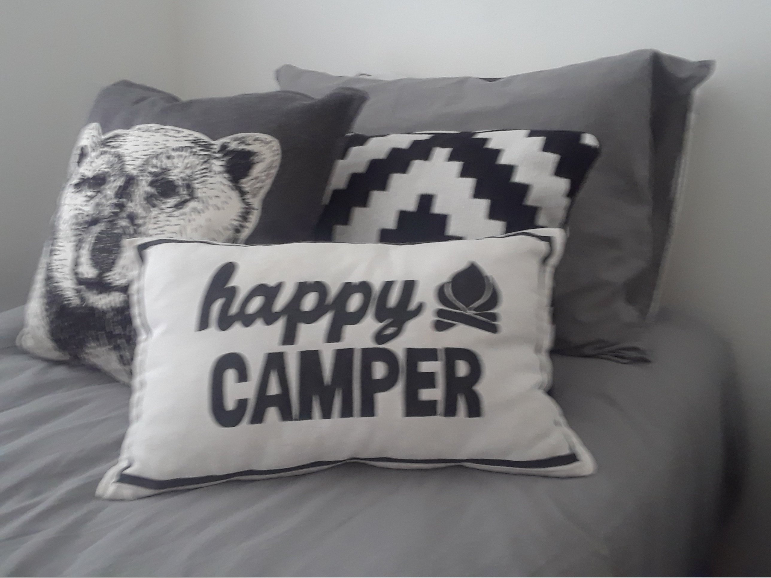Happy Campers Throw Pillow Cover - 18x18 Inch Decorative Linen Blend Cushion Cover - View #4