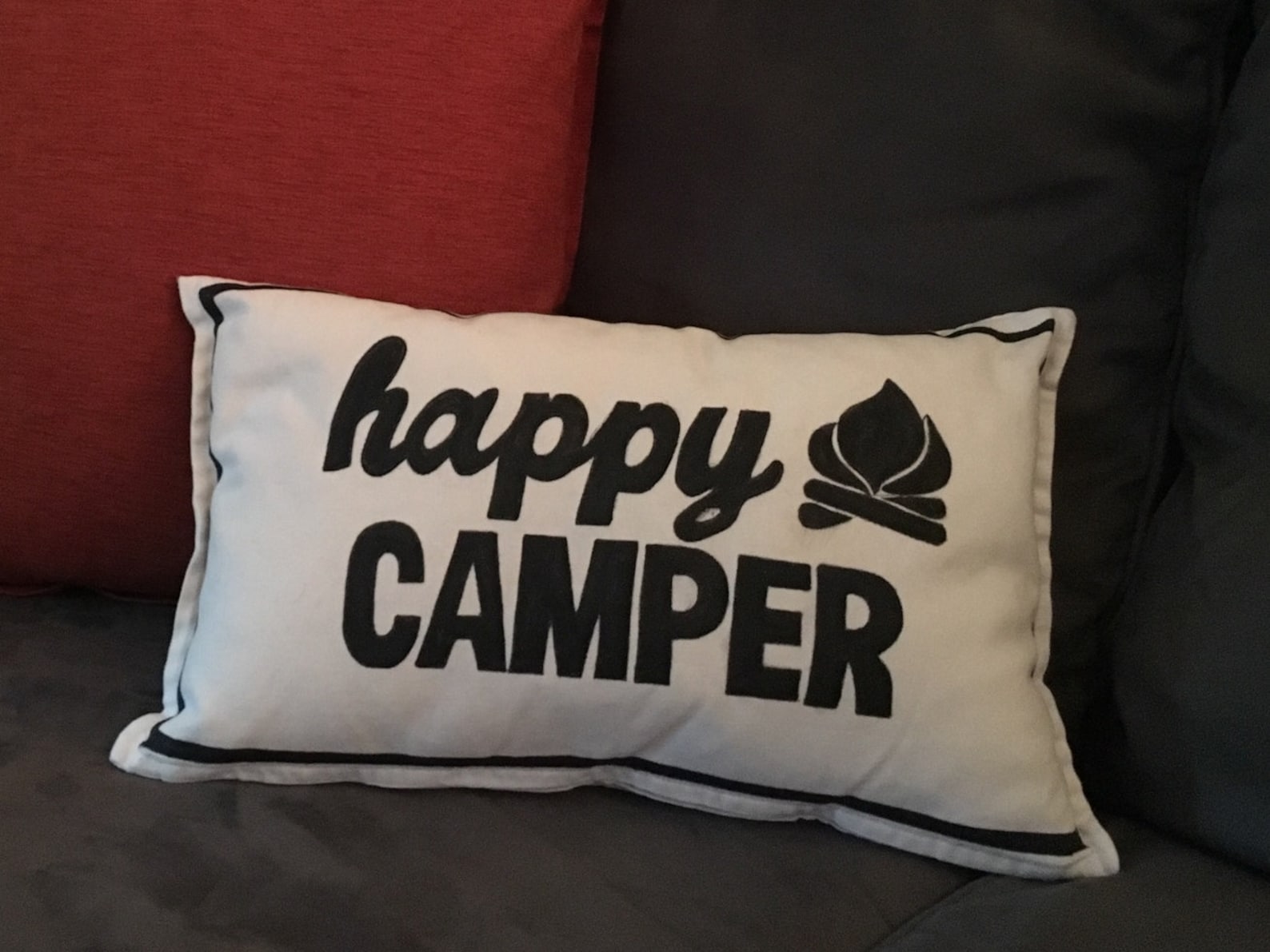Happy Campers Throw Pillow Cover - 18x18 Inch Decorative Linen Blend Cushion Cover - View #7