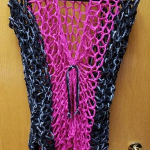 Large Loop Knitted Vest in Black and Hot Pink.