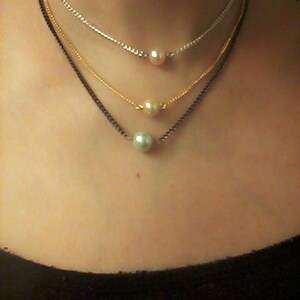 Floating Pearl Necklaces/Floating Pearl Necklace/Pearl Necklaces on Silver, Gold, or Gunmetal Chain