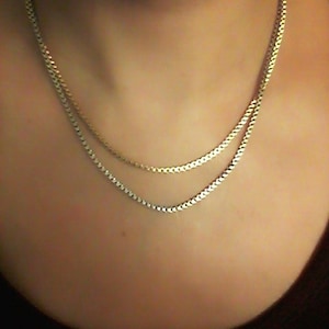 Italian Box Style Layering Necklace/Box Style Necklace/Gold or Silver Italian Box Style Layering Necklace