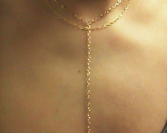 Silver or Gold Plated Choker Lariat Necklace