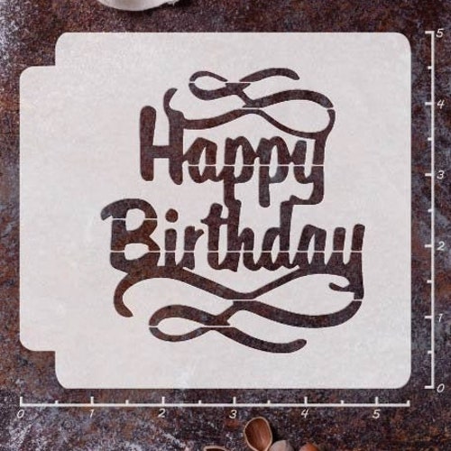 Happy Birthday Cake Craft Stencil - Etsy