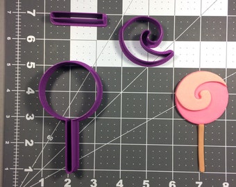 Lollipop Sucker with a Bow Cookie or Fondant Cutter with built-in impressions