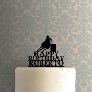 Custom Barrel Racing Happy Birthday Name 225-B931 Cake Topper
