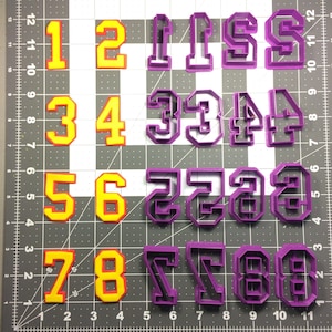 College Font Number Offset Cookie Cutter Set