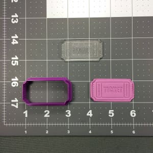 Ticket 100 Cookie Cutter and Stamp (Embossed)