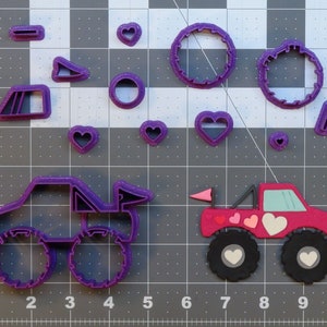Heart Monster Truck 266-B814 Cookie Cutter Set