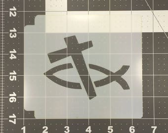 Christian Fish and Cross 100 Stencil