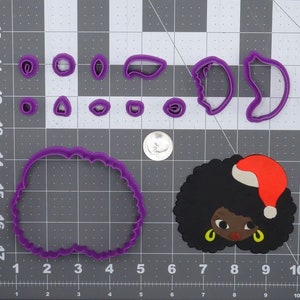 Christmas - Afro Girl in Santa Hat 266-F720 Cookie Cutter Set