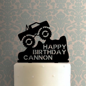 Custom Monster Truck Happy Birthday Name 225-A205 Cake Topper