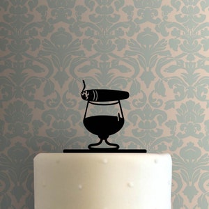 Whiskey Glass with Cigar 225-B946 Cake Topper