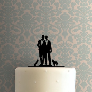 Gay Couple with Boston Terrier Dogs 225-B538 Cake Topper